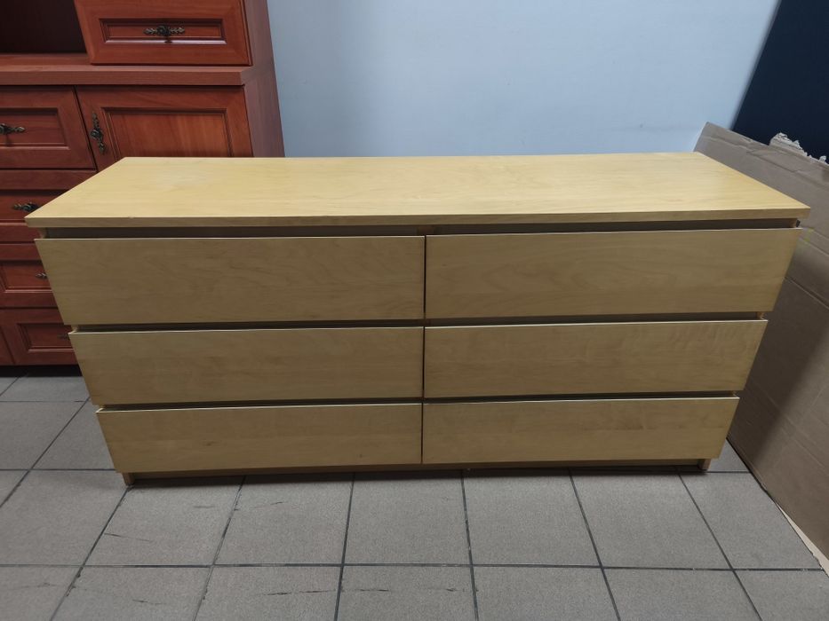 Komoda DOWÓZ GRATIS IKEA Malm transport 6 szuflad okleina dębowa