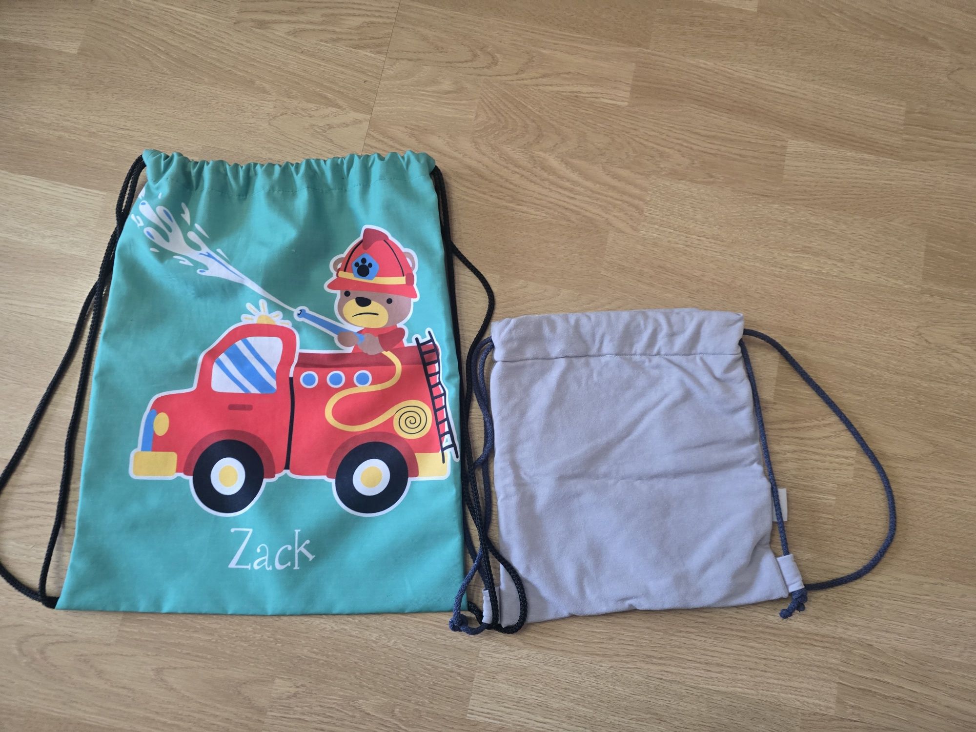 Zestaw dwóch worko-plecaków imiennych "Zack" .