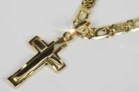 Złoty krzyżyk Katolicki z łańcuszkiem ctc095y&cc031y P