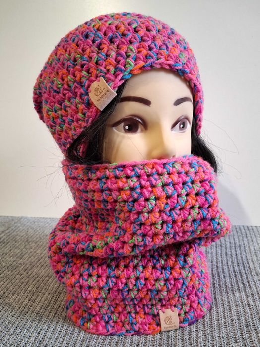 czapka beanie handmade na szydełku