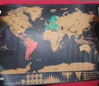 Mapa świata zdrapka na ścianę 82x58cm tuba