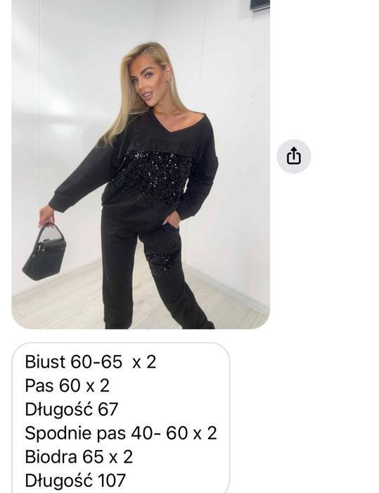 Piękny komplet dres z cekinami logo paparazzi fashion