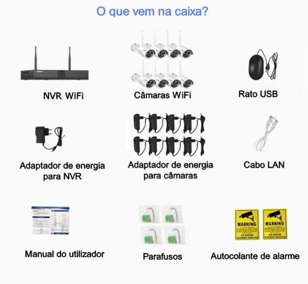 [NOVO] Sistema Vídeo Vigilância Wi-Fi [8 Câmeras 1080P 3 MP] CCTV