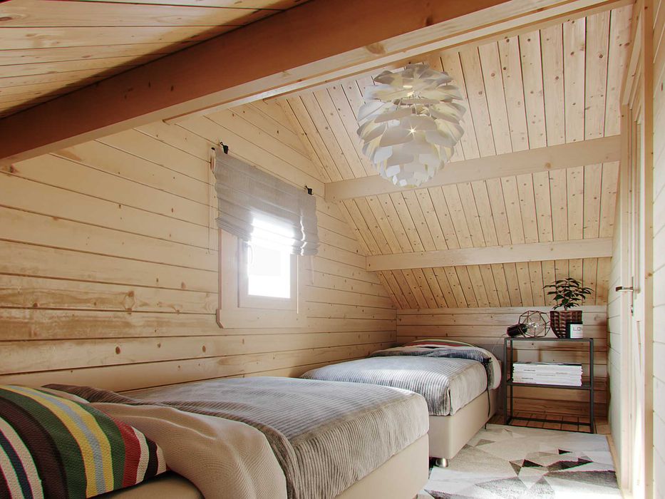 Drewniany domek letniskowy z poddaszem bez pozwolenia 5x7m