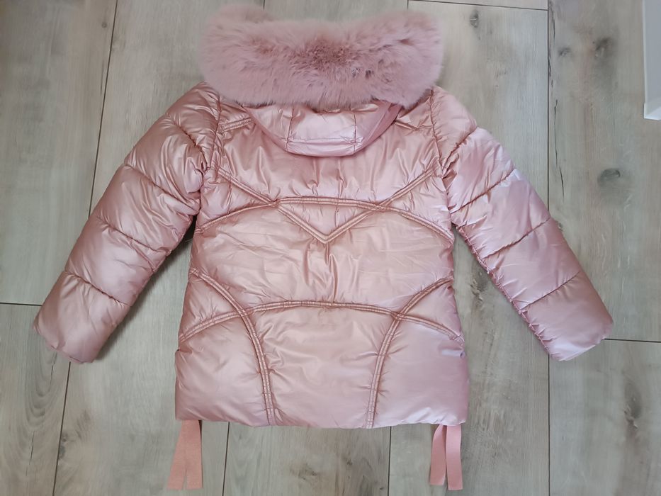 BARDZO ciepła kurtka zimowa róż 146/152 cm
