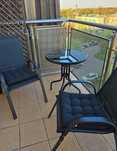 Stolik Stół Na Balkon Ogrodowy Okrągły Balkonowy Kawowy Szklany Czarny