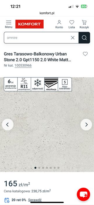 Gres Tarasowy 2.0 Moonset white mat