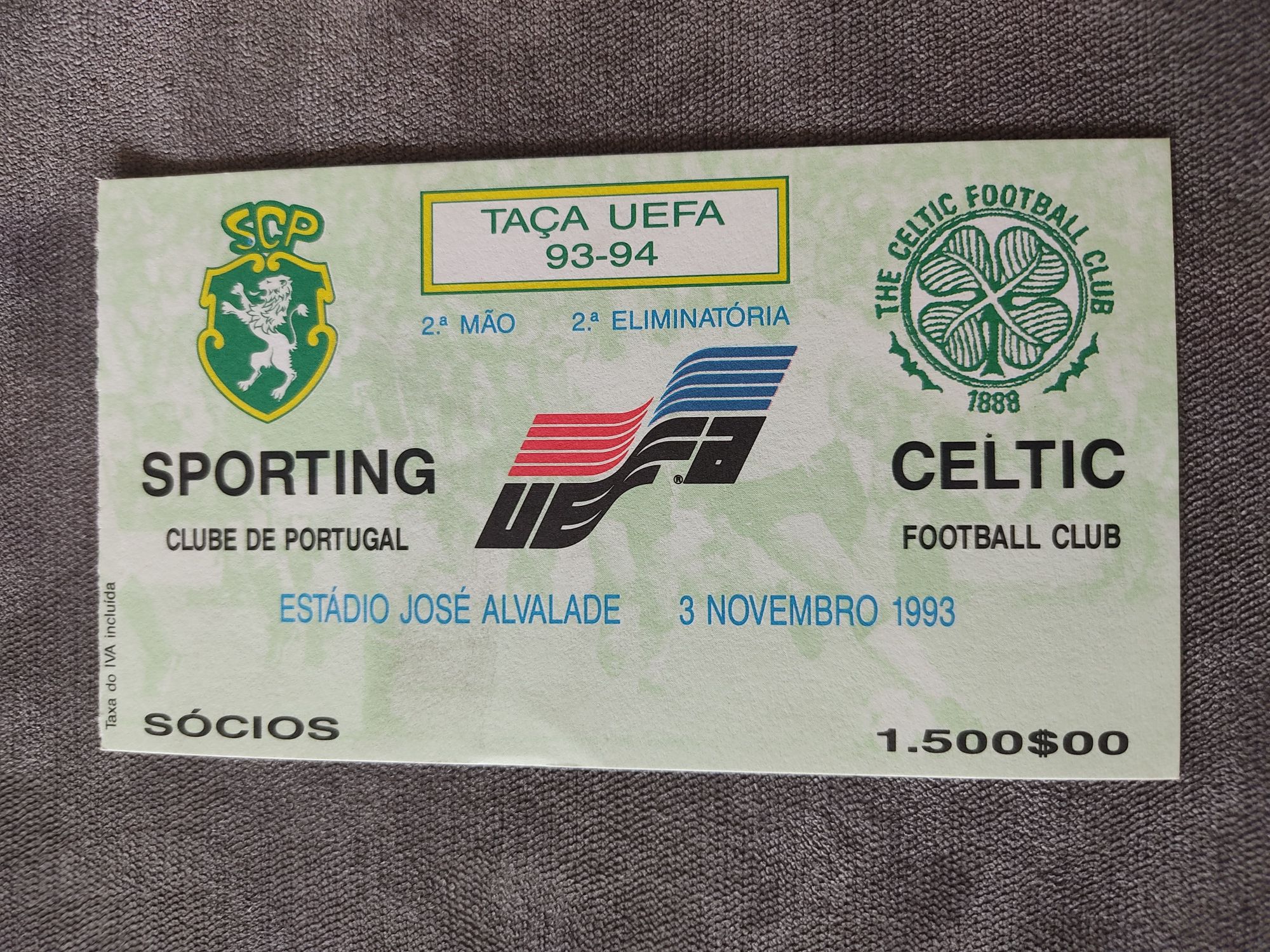 Bilhete Sporting Celtic UEFA 1993