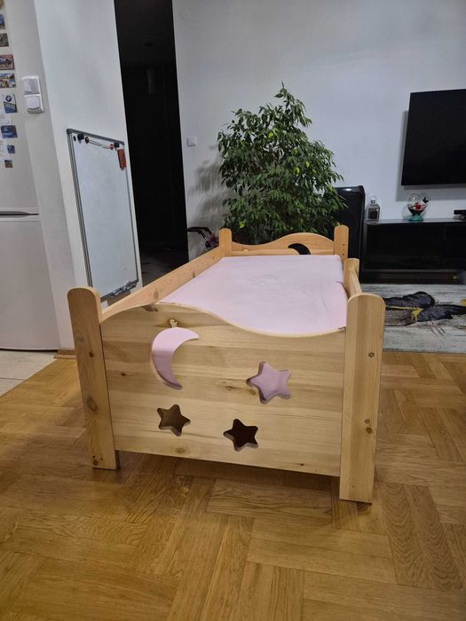 Łóżko drewniane 80/180 dziecięce, stelarz wzmocniony
