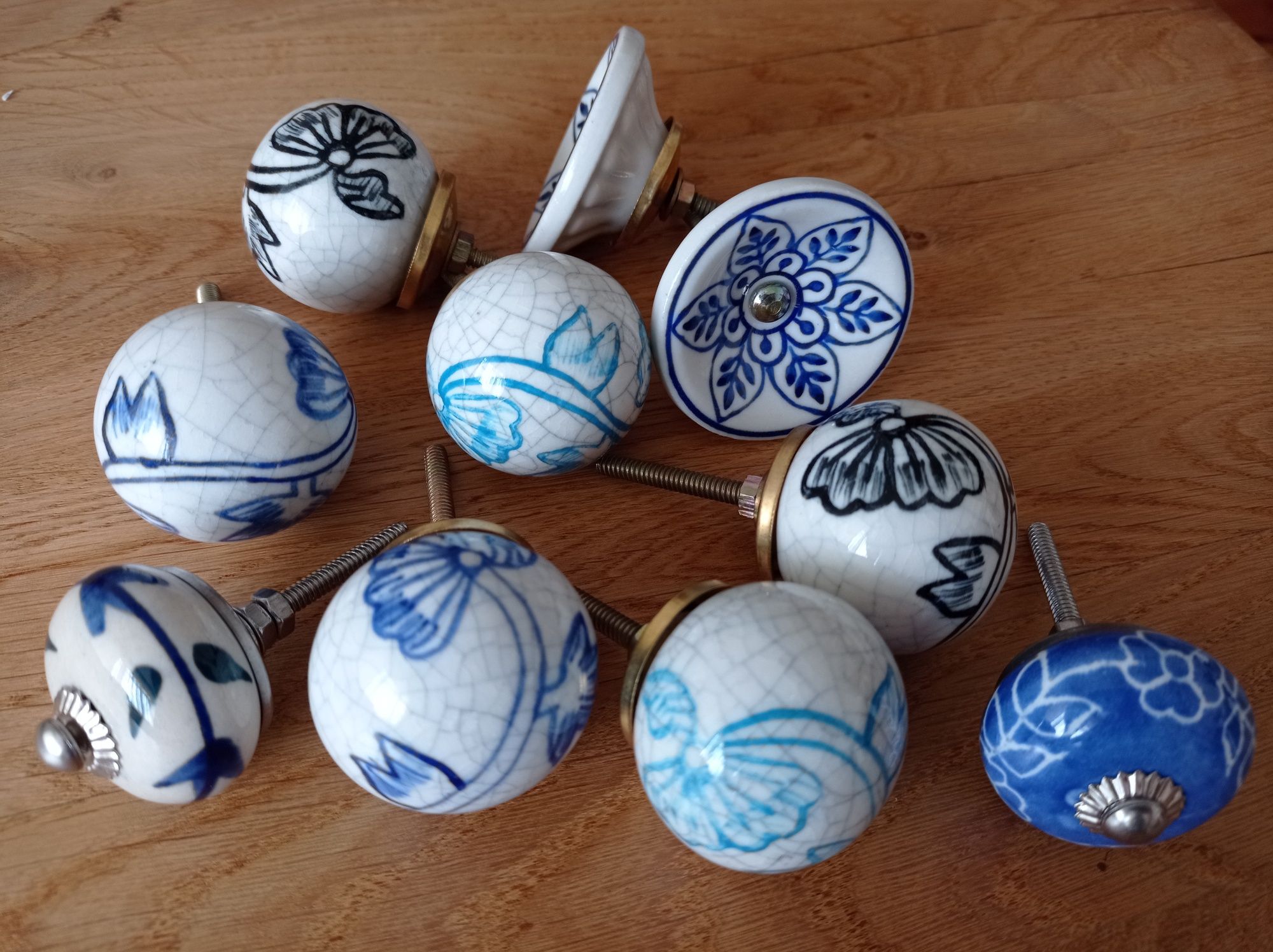 Śliczne ceramiczne gałki meblowe ręcznie malowane handmade boho