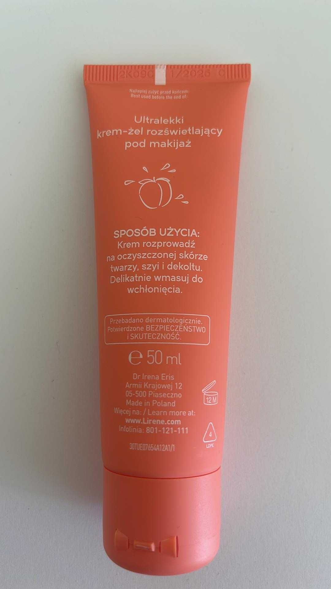 Lirene Oh Just Peachy Ultralekki Krem Żel Rozświetlający Pod Makijaż