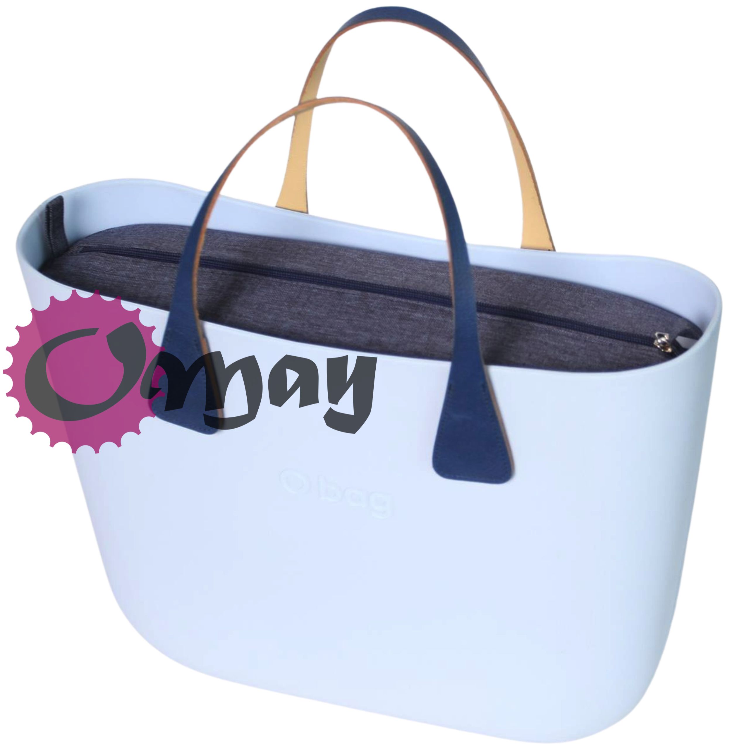 Granatowy organizer do OBAG MINI len 2 kieszenie wkład OMAY