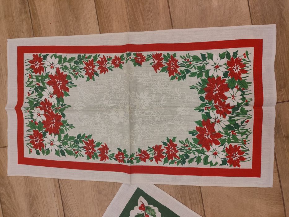 Serweta, makatka lniana z metką PRL vintage