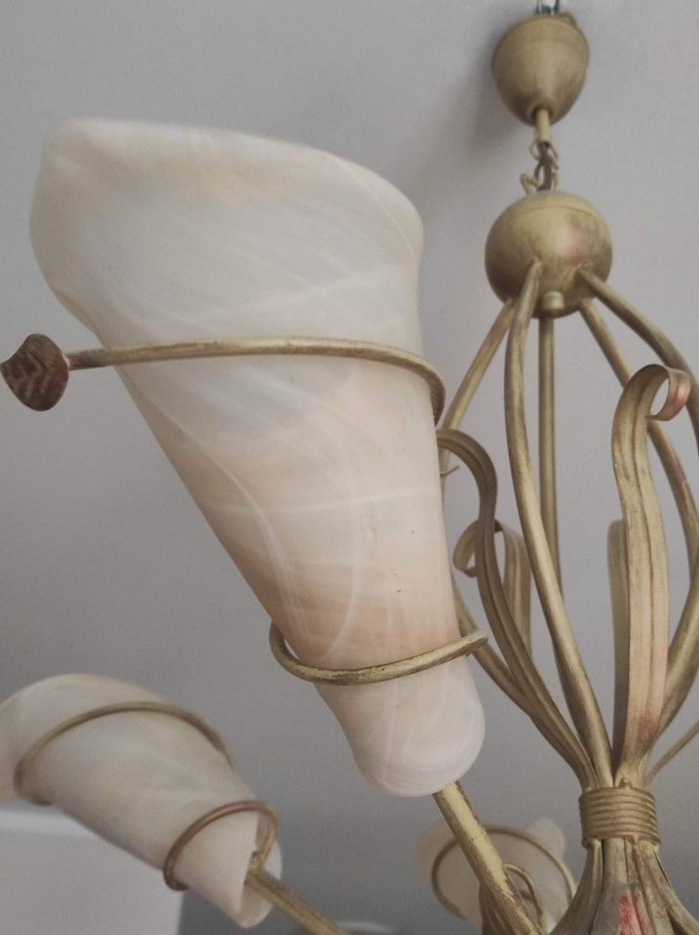 Żyrandol i lampka przecierana w stylu prowansalskim