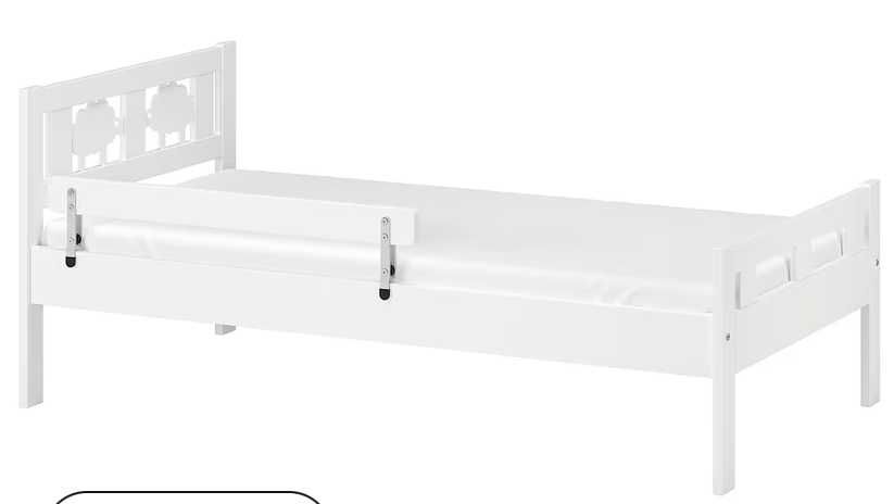 Estrutura de cama de criança c/estrado ripas, branco + colchão (IKEA)