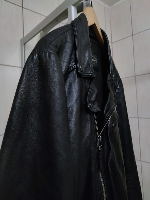 kurtka skórzana czarna vintage JC Collection skóra elegancka Black XXL