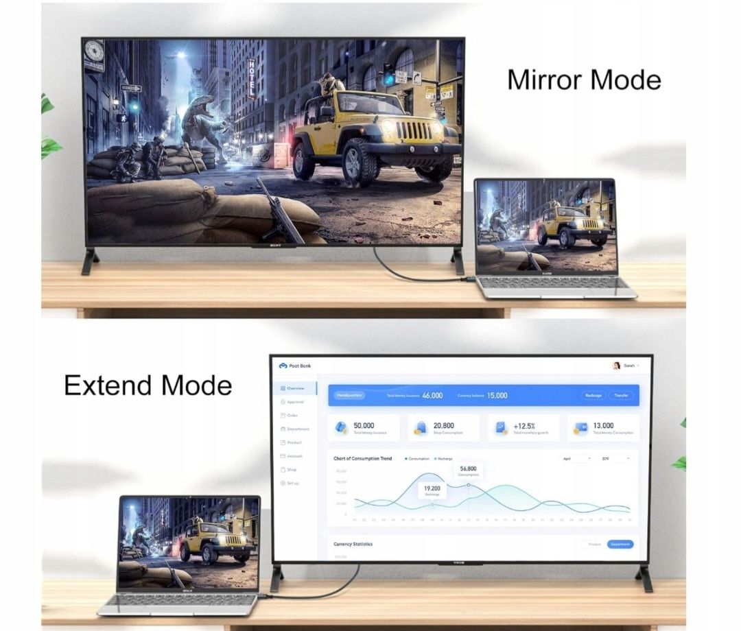 Pleciony i pozłacany kabel HDMI do VGA Thsucords 1M (męski na męski)