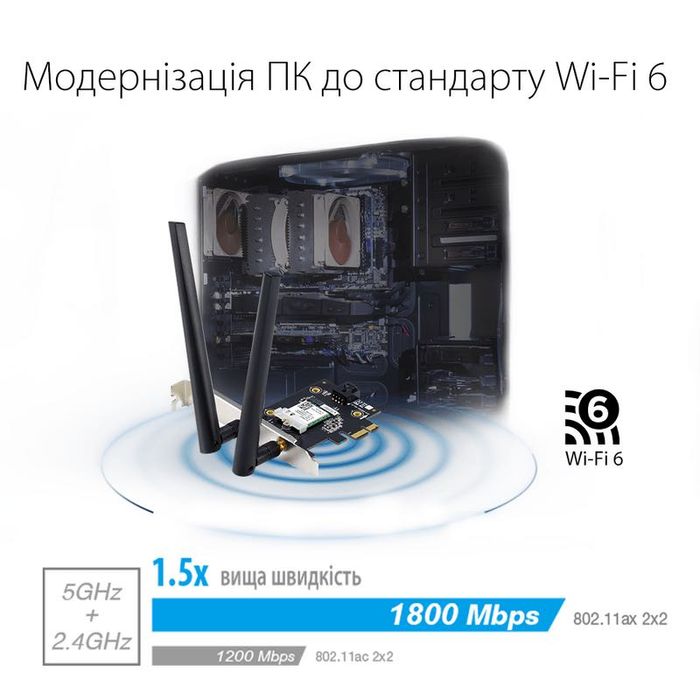 Wi-Fi адаптер Asus PCE-AX1800 (90IG07A0-MO0B00) Нові