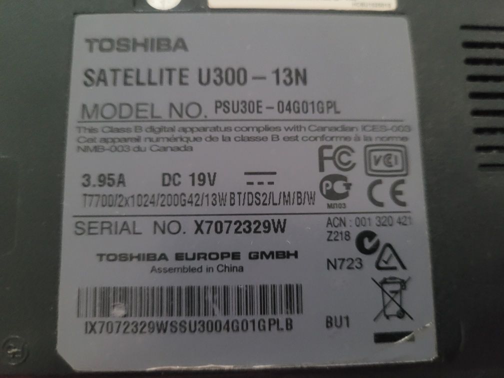 Laptop Toshiba Satellite U300