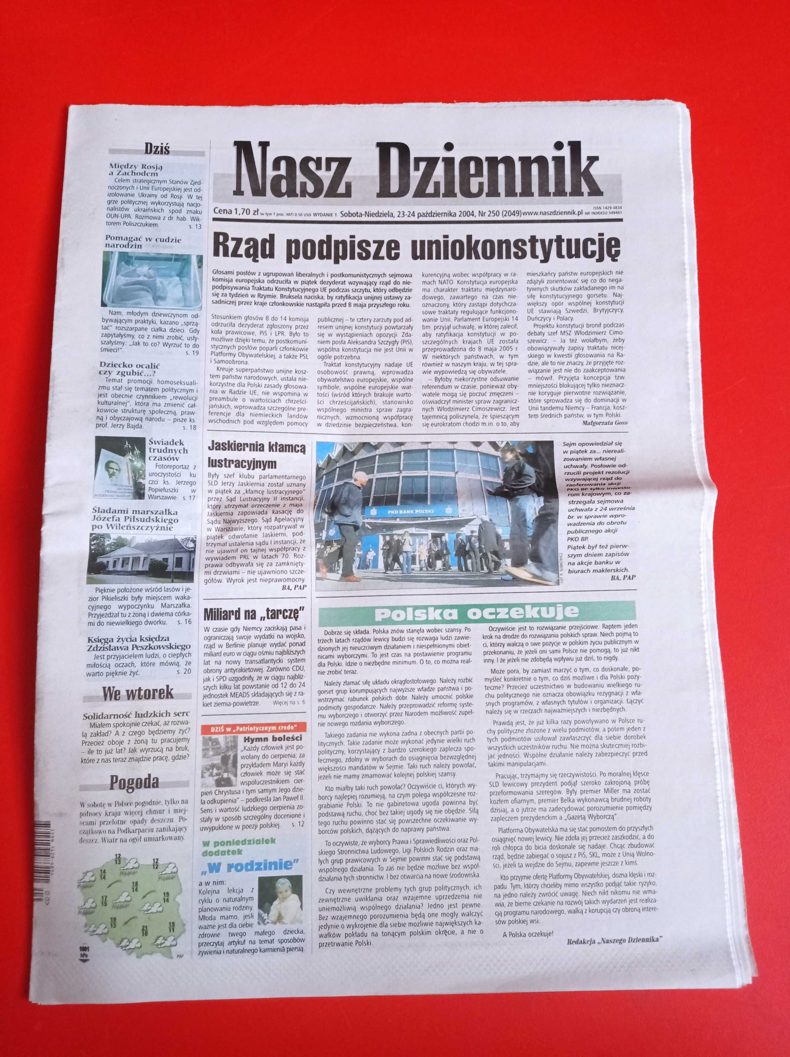 Nasz Dziennik, nr 250/2004, 23-24 października 2004