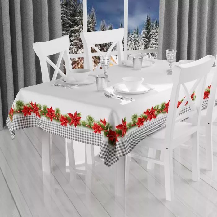 Obrus tkanina drukowana Choinki Czerwień 150 x 250 [cm]