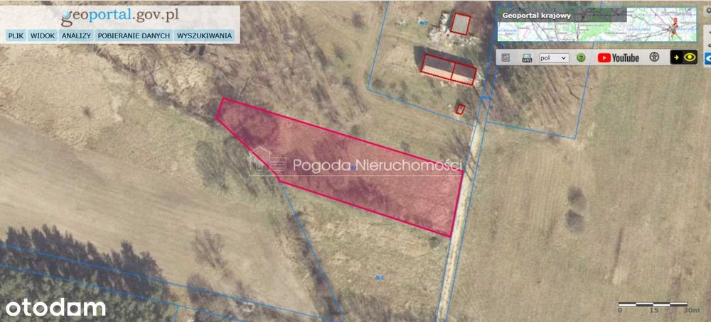 Działka budowla z małym stawem