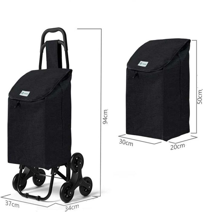 Wózek na zakupy, czarny, na kółkach - VOUNOT