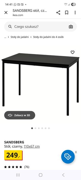 Stół ikea 110x67