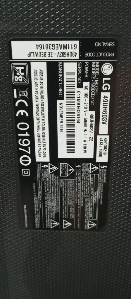 LG smart 49 ecrã partido