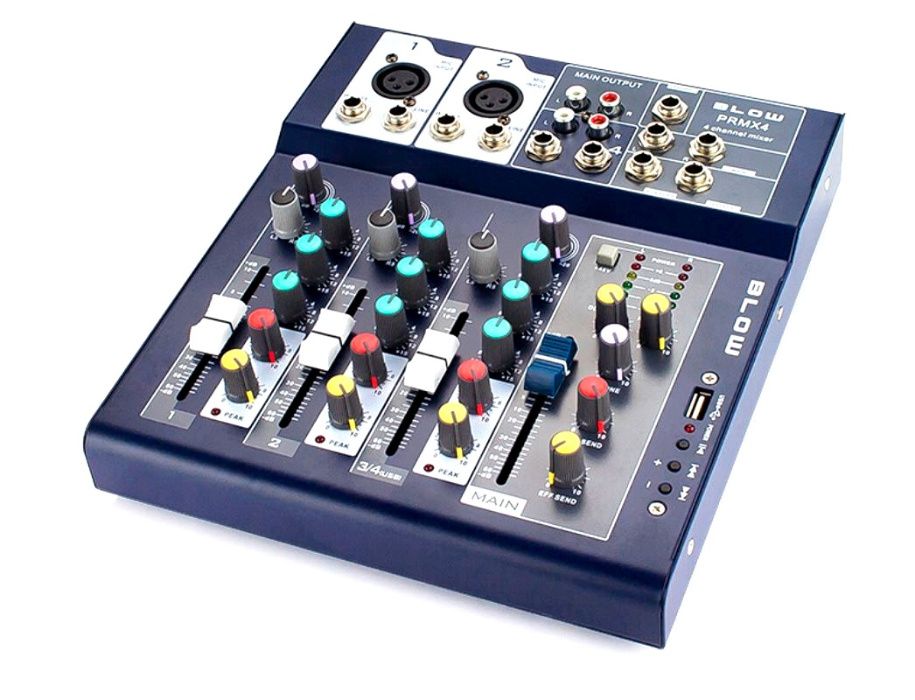 MIKSER Audio Mixer 4 Kanały Estradowy Phantom Echo USB MP3 dla DJ -a