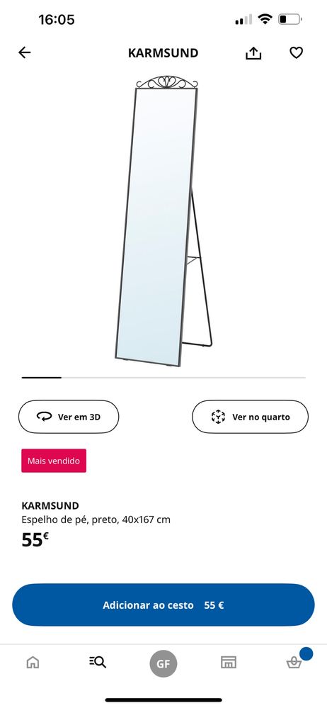 Espelho ikea preto karmsud