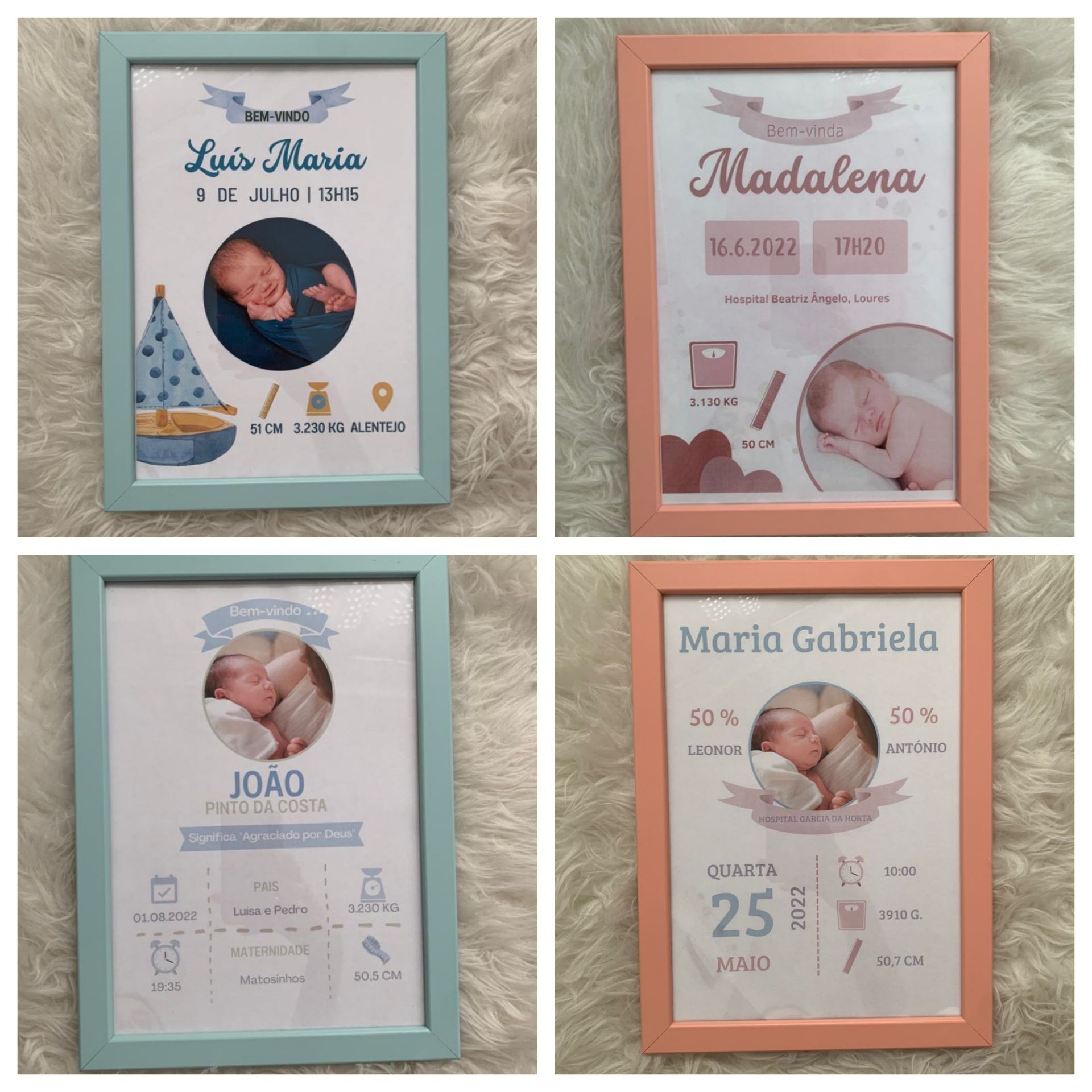 Molduras/quadros personalizadas A4 | Bebé