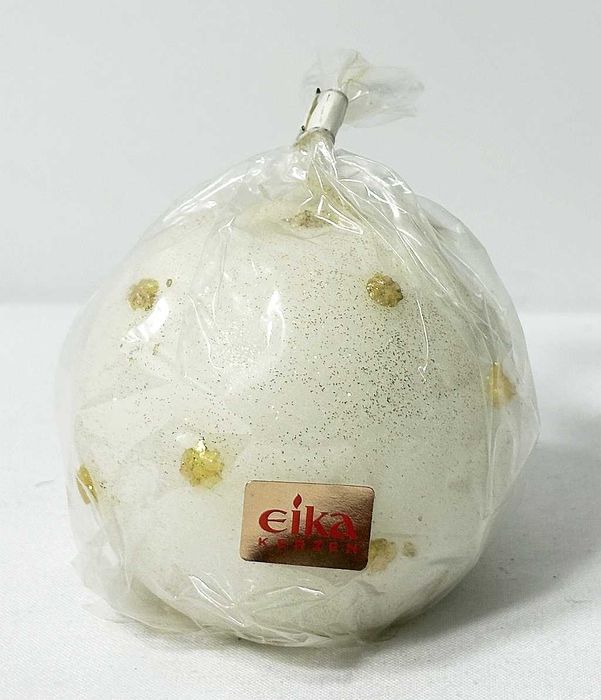 Świeczka biała w złote gwiazdki 7cm