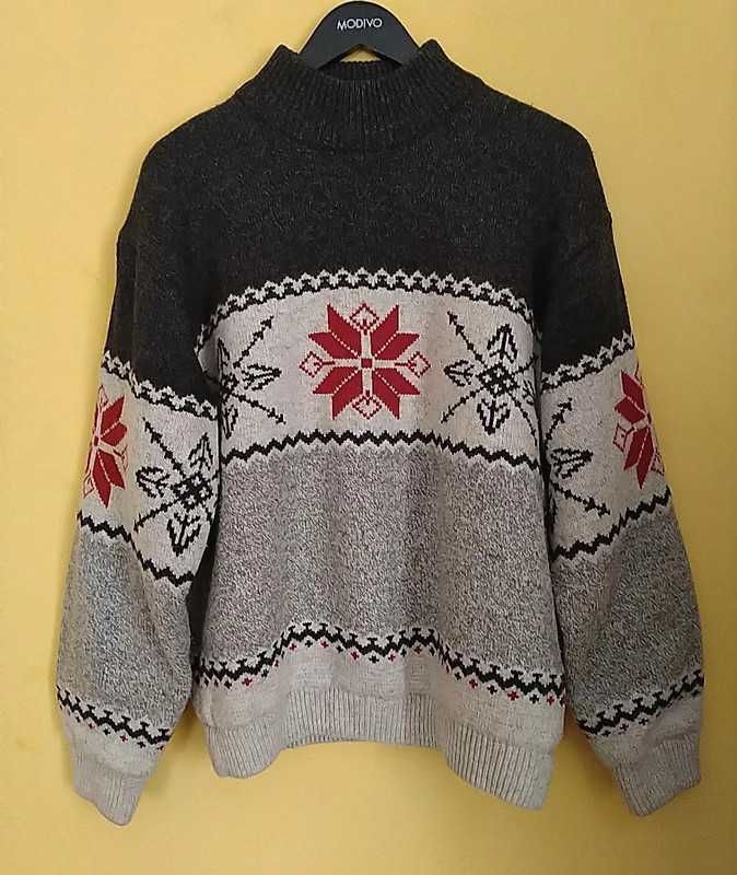 Sweter golf męski z podszewką z polaru TCM, rozm. M, wełna z akrylem