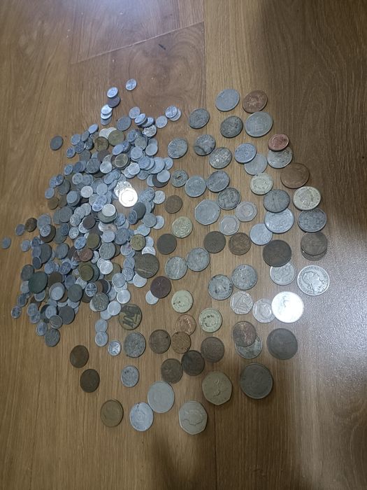 Lote moedas antigas e 4 notas