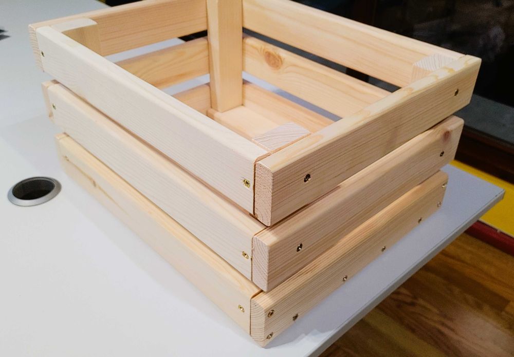 Skrzynka kosz drewniany, naturalny, ręcznie wykonany