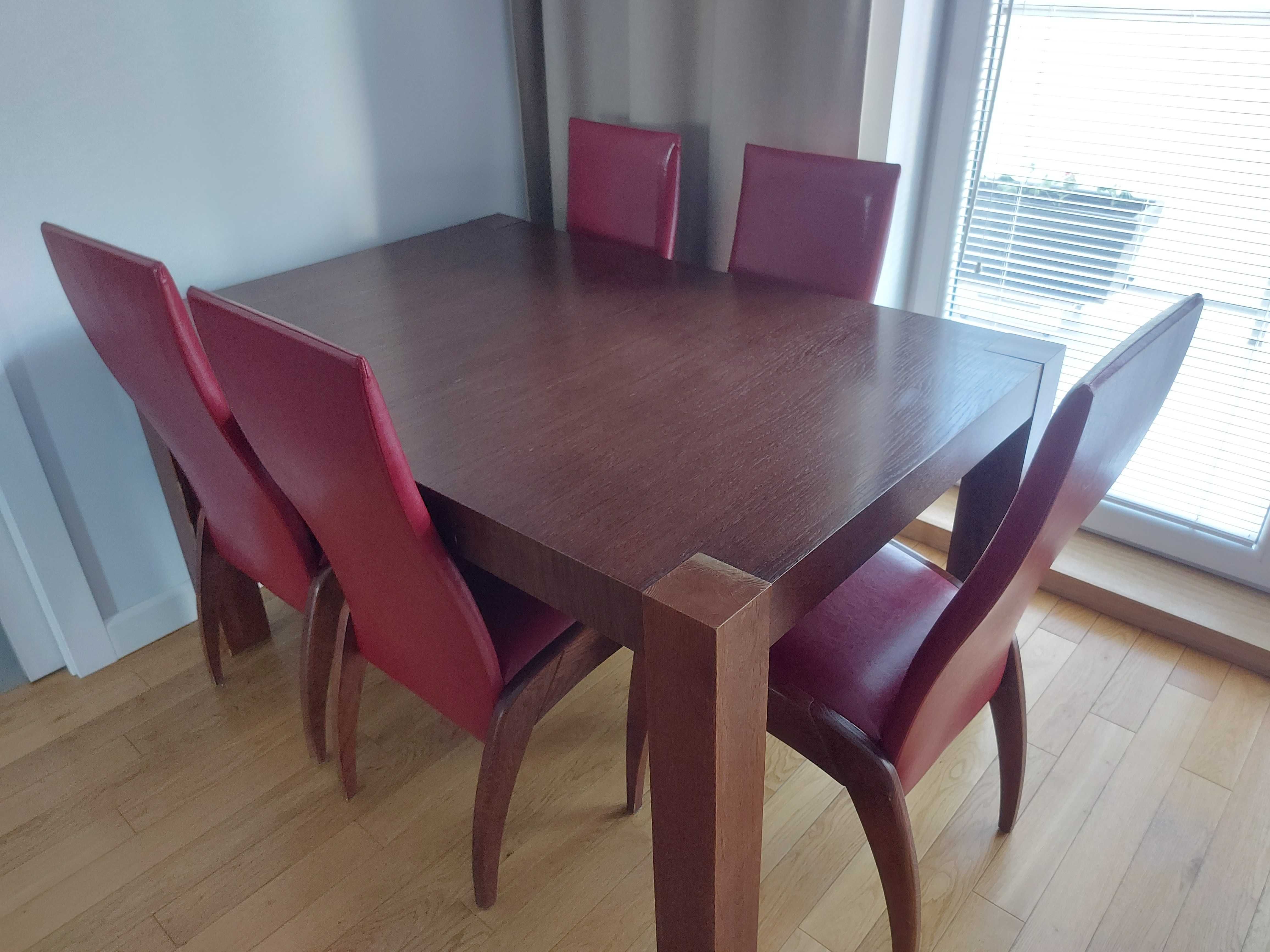 Stół 6 krzesła PAGED dębowy 140 × 95