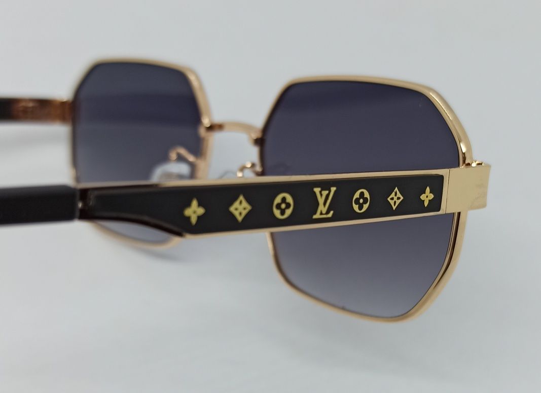Louis Vuitton очки унисекс стильные серый градиент в золот метал оправ