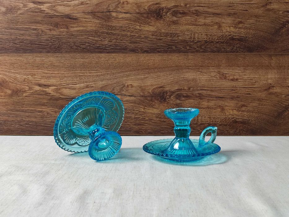 Kaganki , świeczniki HSG Ząbkowice - 406 - turkusowe -Szkło manganowe
