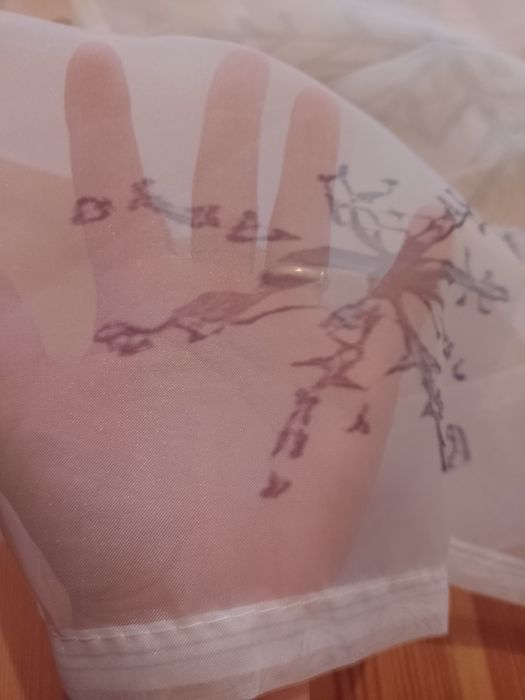 2 firany z woalu z płatkami śniegu 132x162 cm