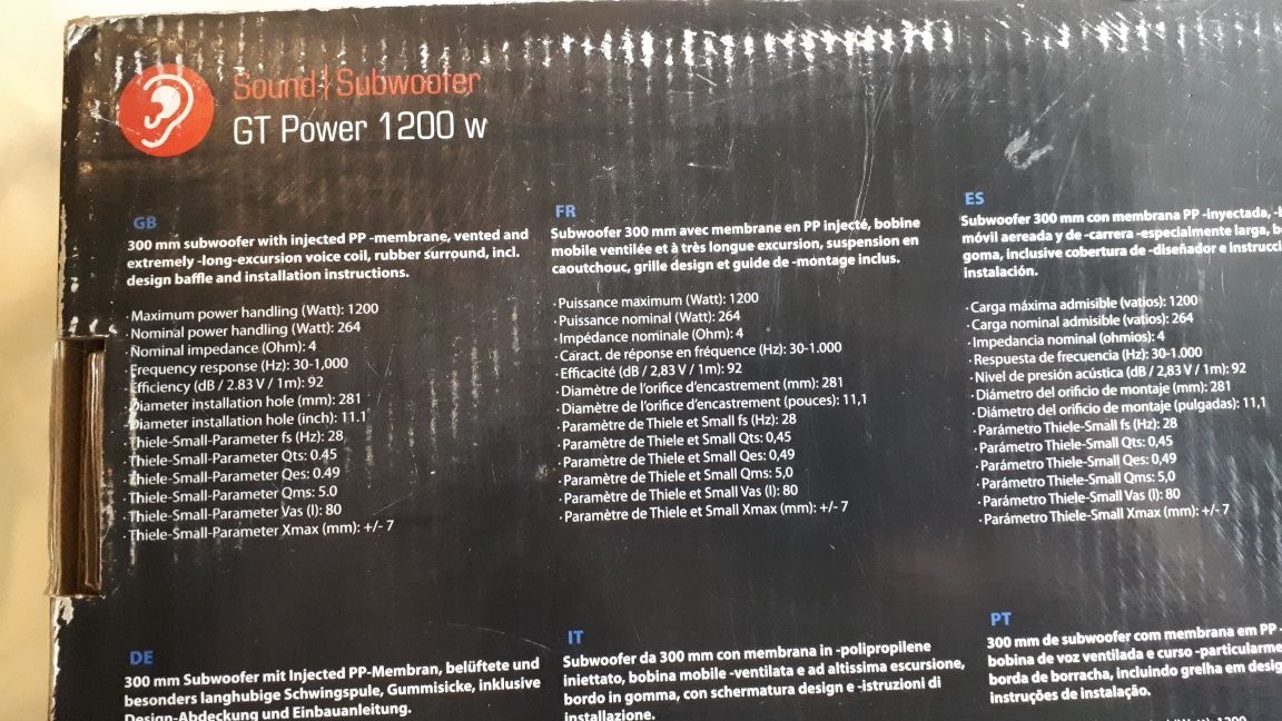 Сабвуфер, динамик 12" (30см) Blaupunkt GT Power 1200 w