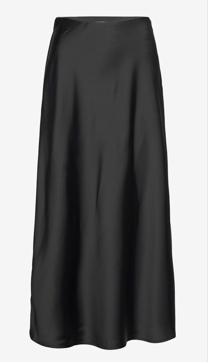 Чорна жіноча атласна юбка