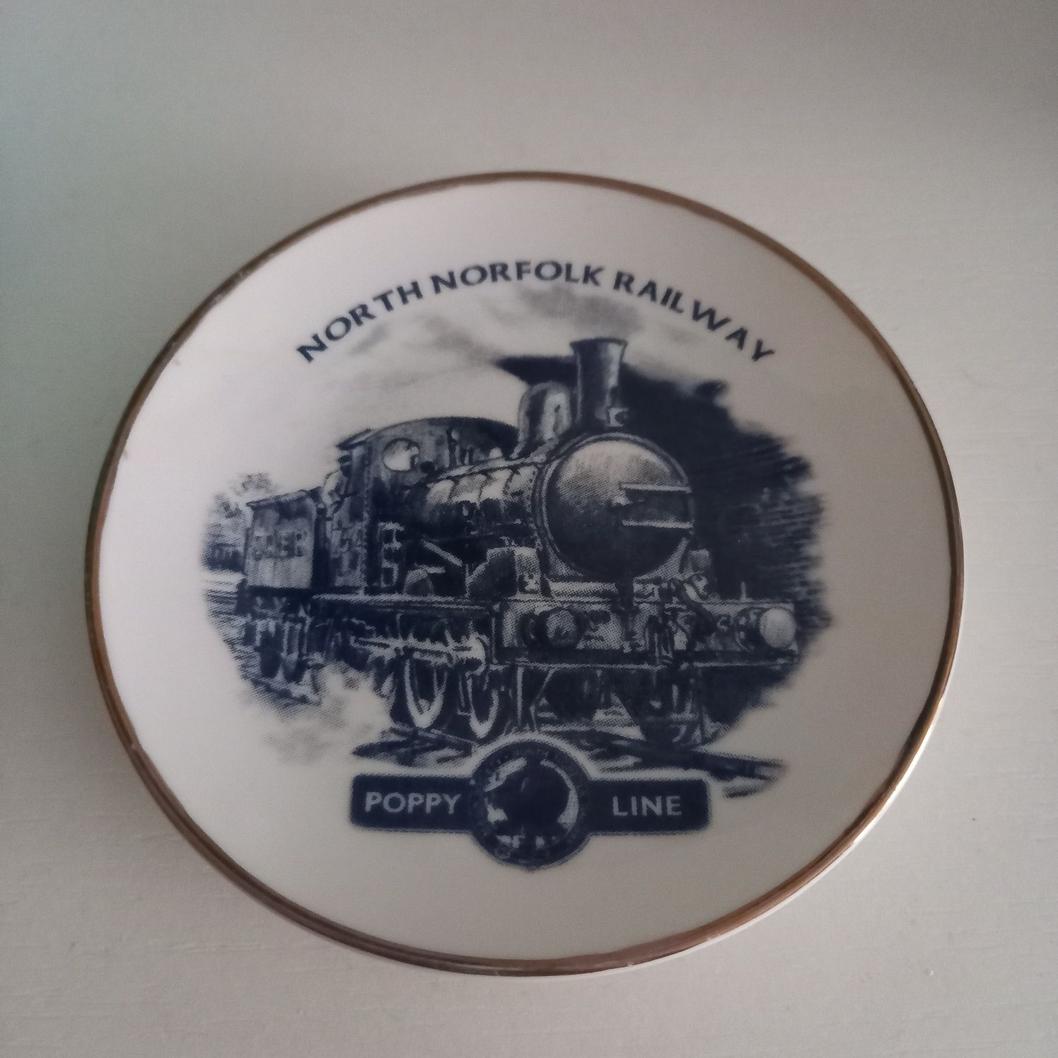 Rarytas talerzyk Norfolk Poppy Line porcelana kolej parowa vintage