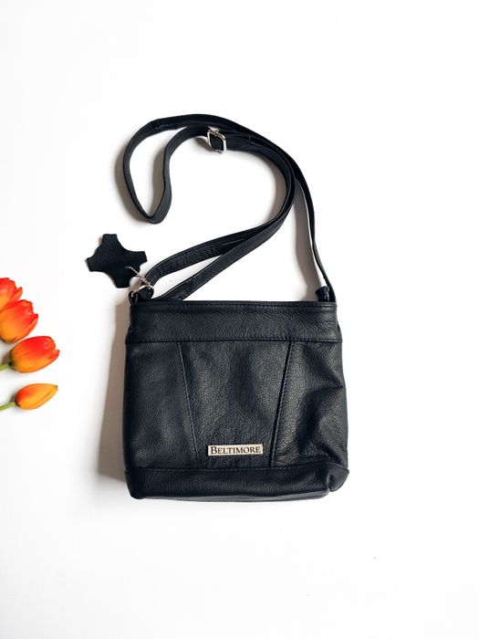 Nowa Torebka damska skórzana listonoszka mała premium czarna klasyczna