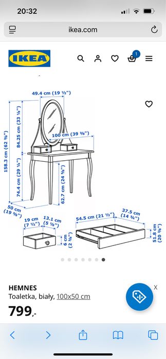 Toaletka Hemnes Ikea