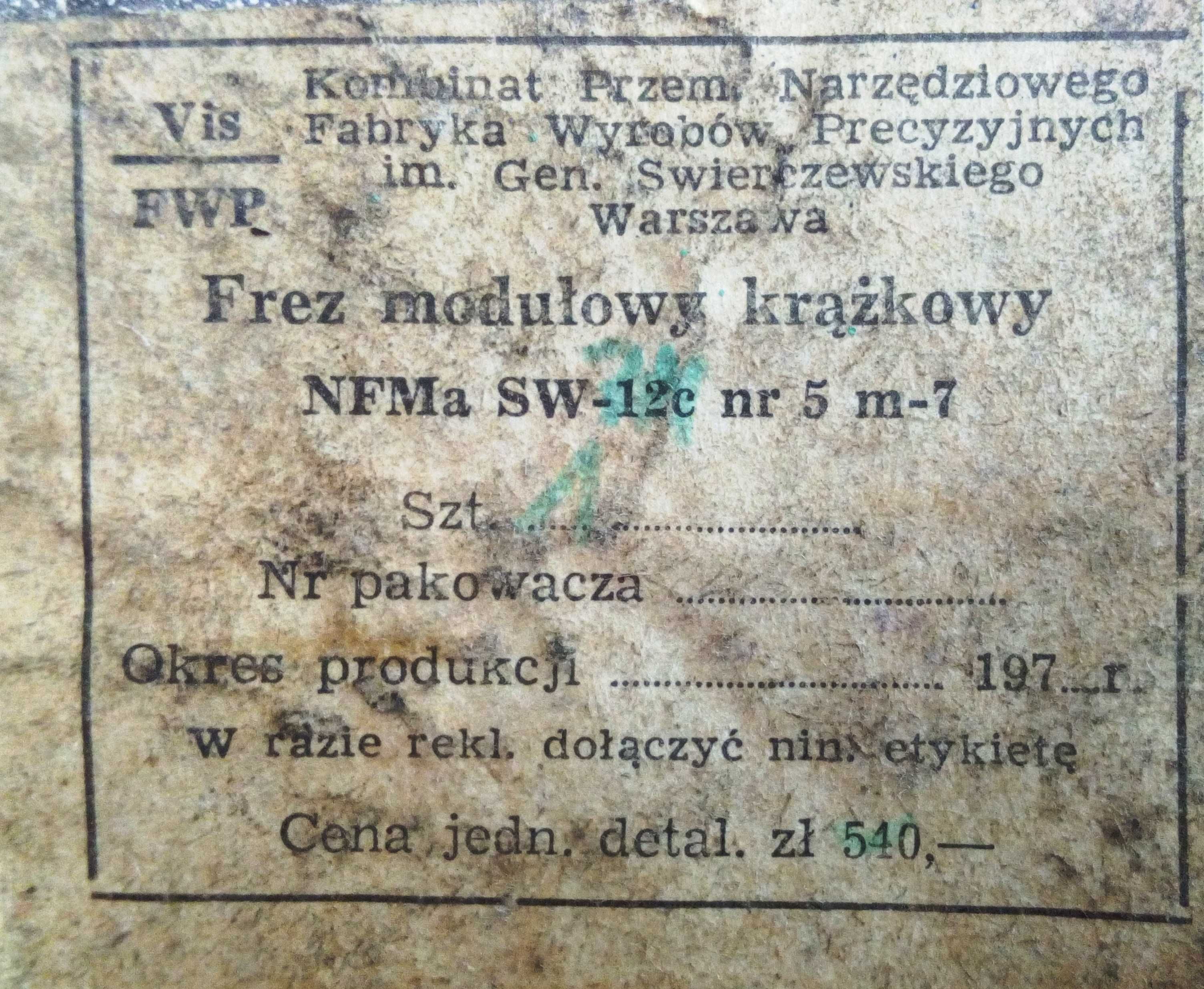 Frezy modułowe krążkowe NFMa nr 5, nr6