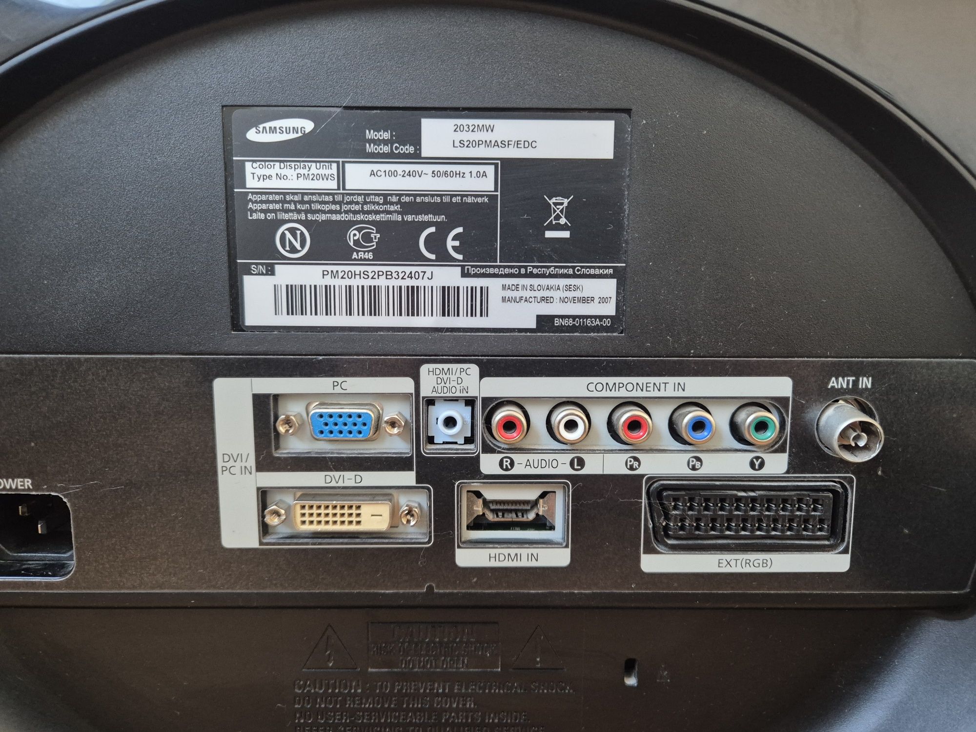 Monitor Samsung SyncMaster 2032MW LCD 20"