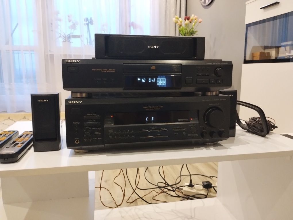 Sony amplituner 5.1, CD, głośniki,aktywny subwoofer,pilot,kino  domowe