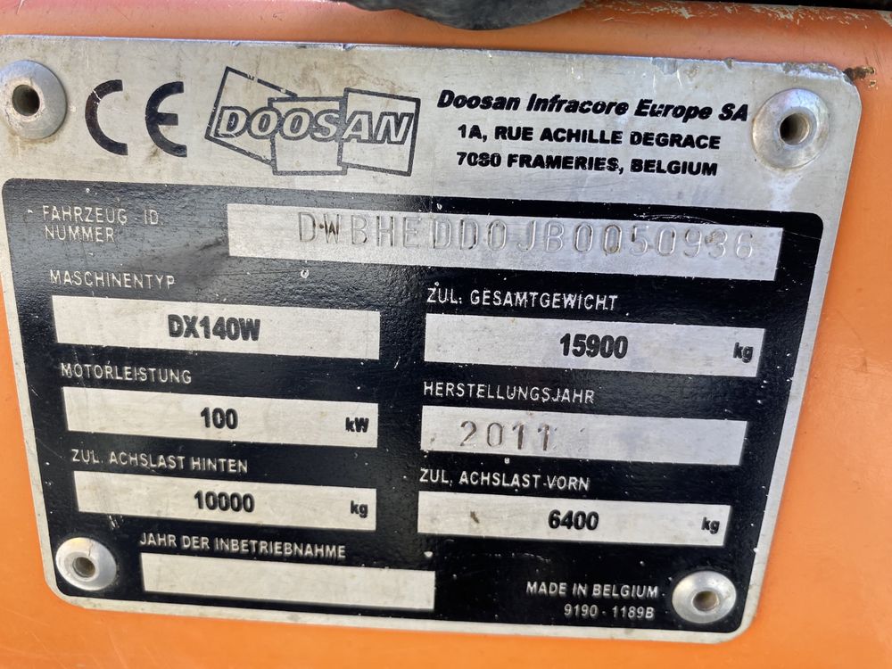 Doosan Dx140w dx160w dx170 komatsu pw140 pw160 cat313 cat315 cat316