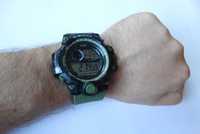 Duży zegarek Sport elektroniczny militarny zielony + wisiorek gratis